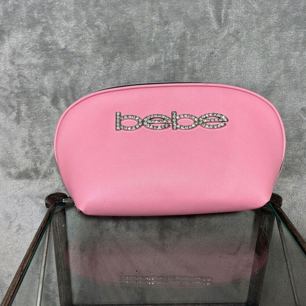 Bebe Bling Pebbled faux leather Travel 2 Bottle Case Makeup Bag Cosmetic